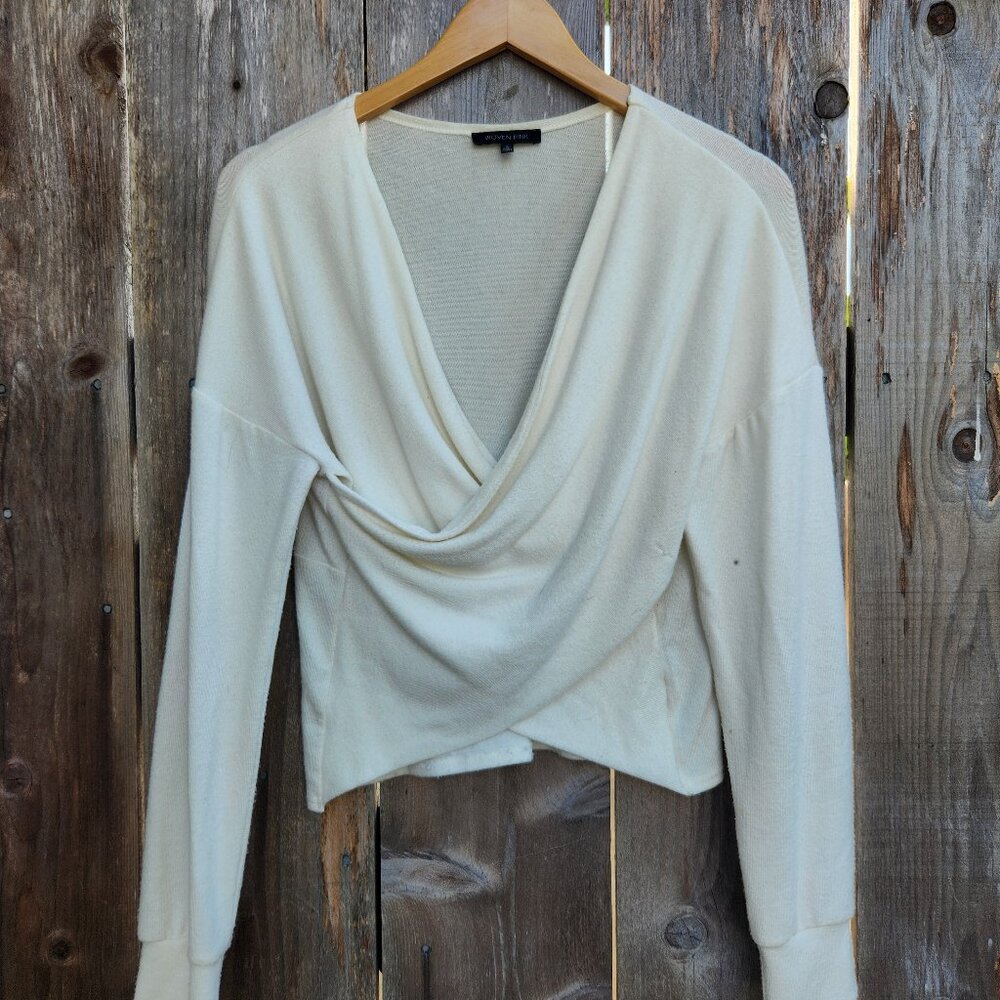 Woven Pink Faux Wrap Sweater